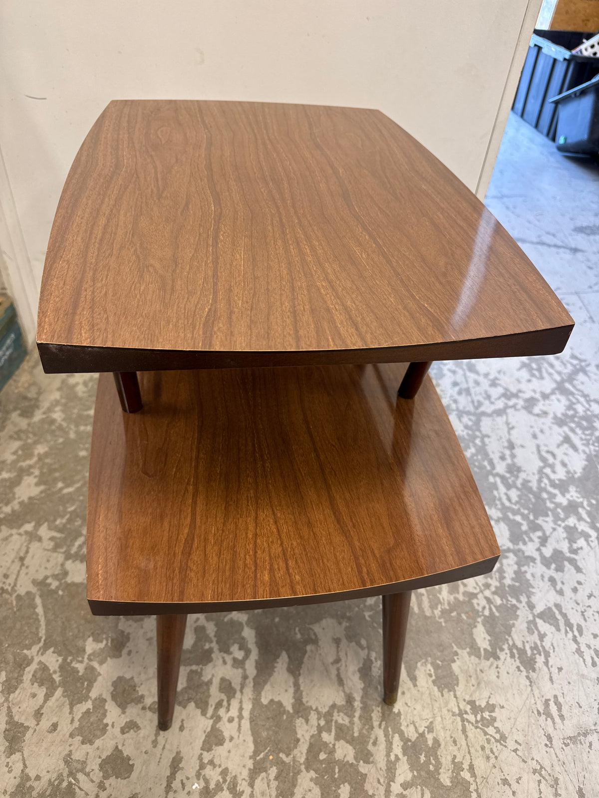 26 In. Wide Vintage Mid-Century Modern 2-Tier Step End Table