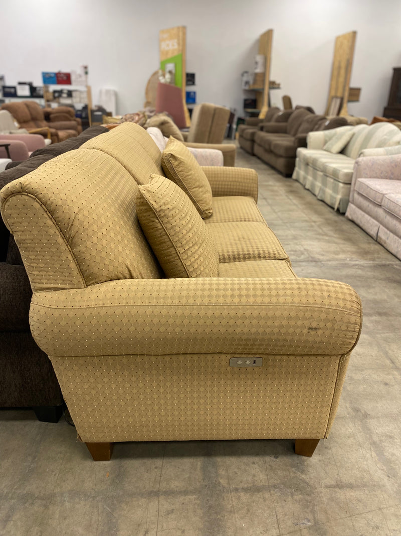 Champagne Patterned Electric Reclining Loveseat