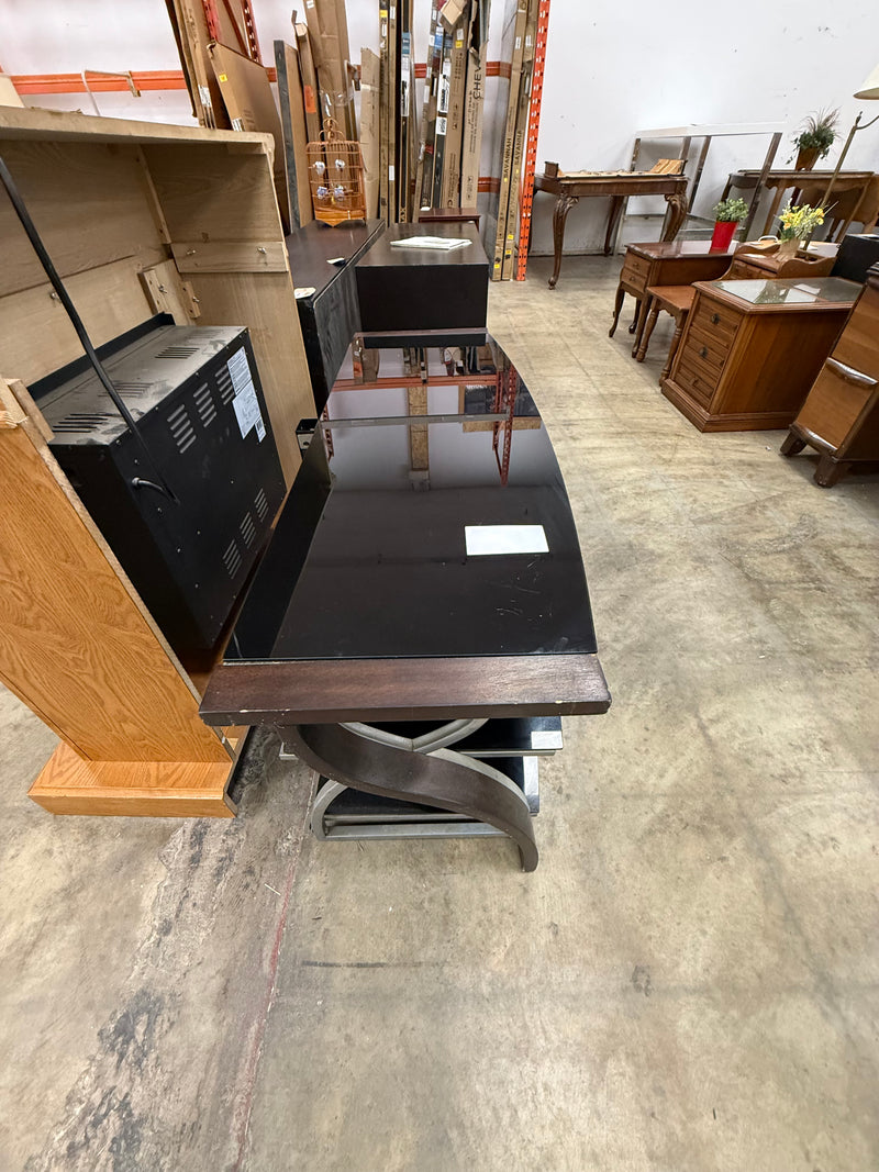 Black Whalen TV Wood Glass Console
