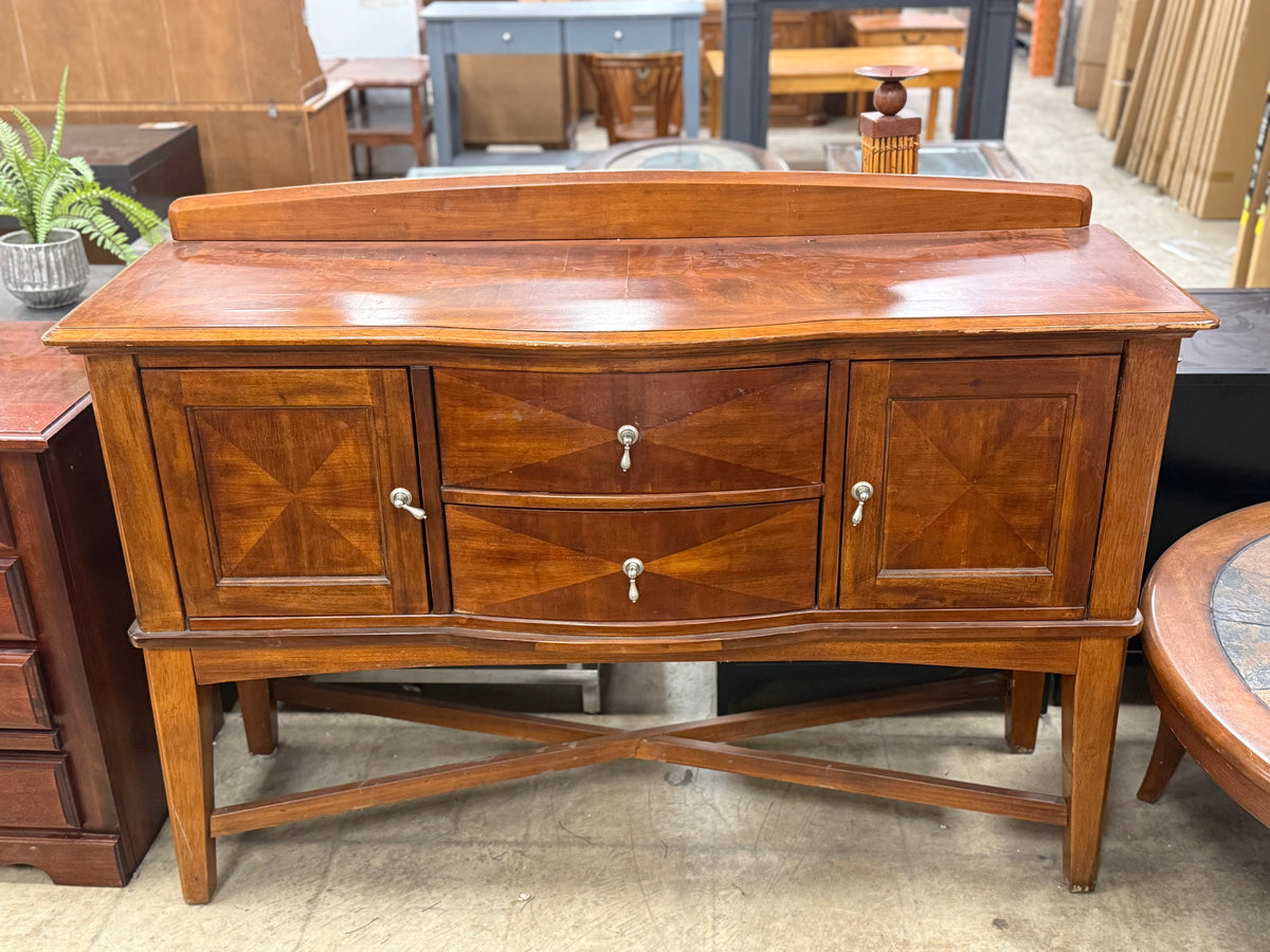 Brown Curved-Front Wood Sideboard