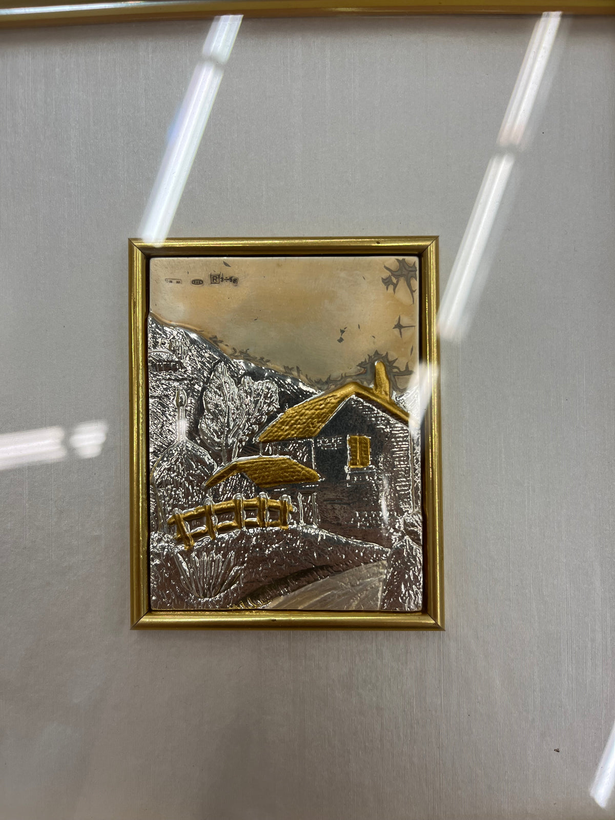 Silver and Gold Embossed Metal Bas-Relief Landscape Wall Art