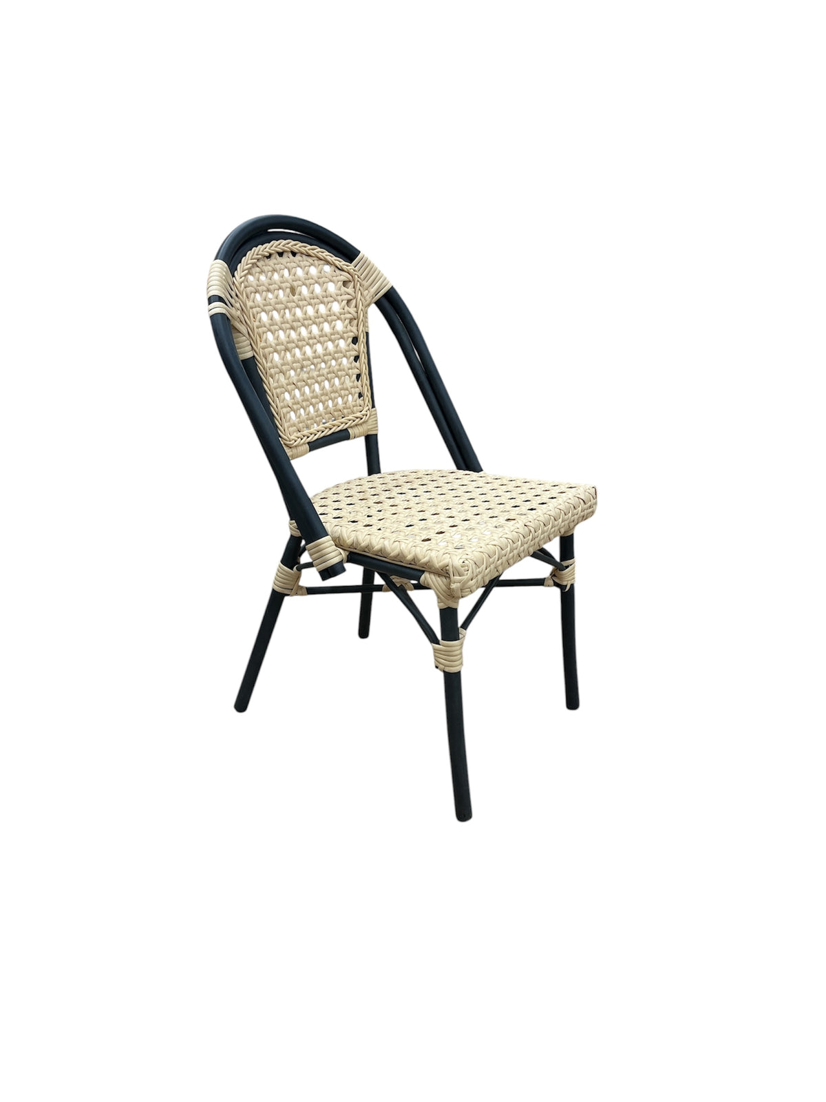 Modern Rattan Woven Chair with Grey Frame