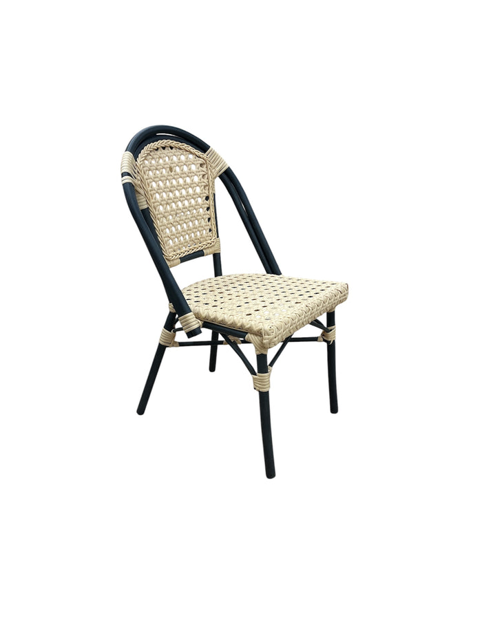 Modern Rattan Woven Chairs with Grey Frame