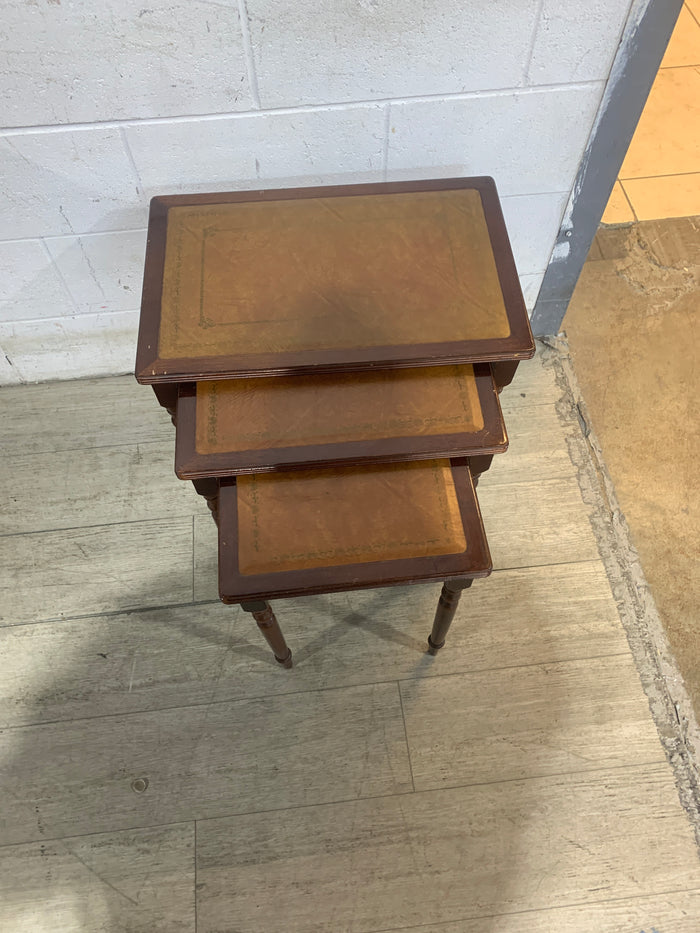 Leather Covered Set Of Nesting Tables