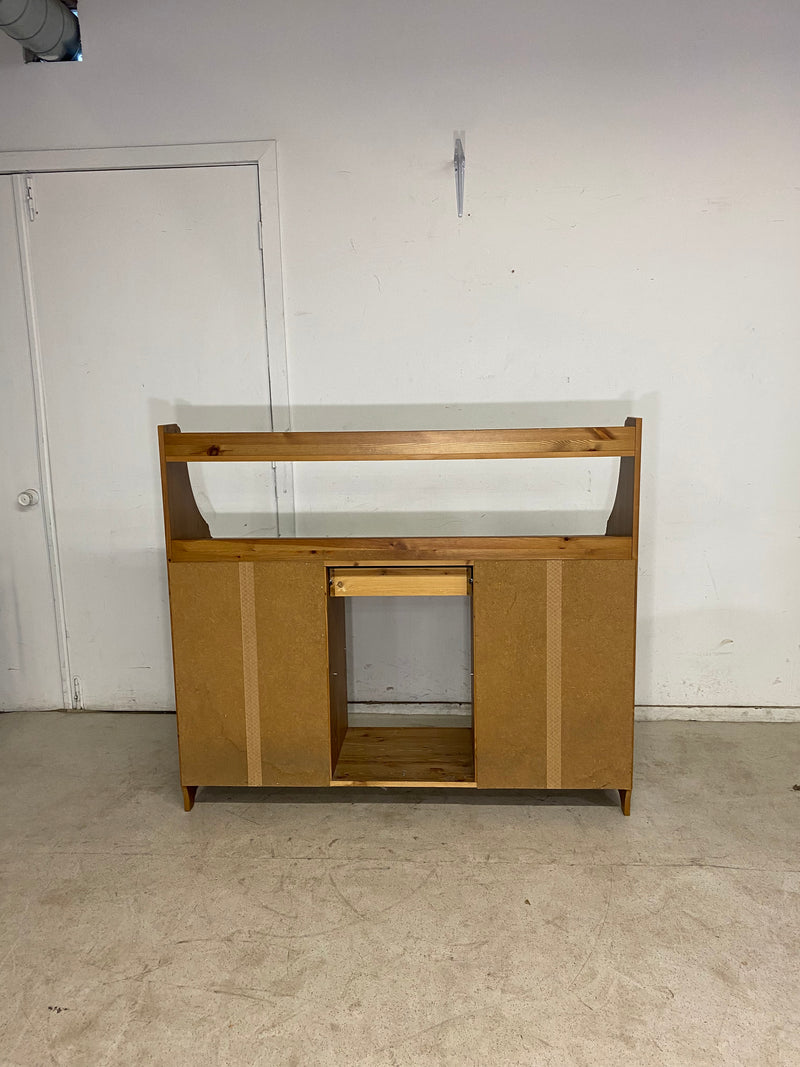 56” Wooden Side Board With Glass