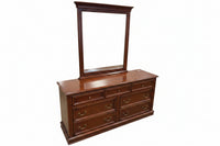 Grand Mahogany 6-Drawer Dresser with Mirror