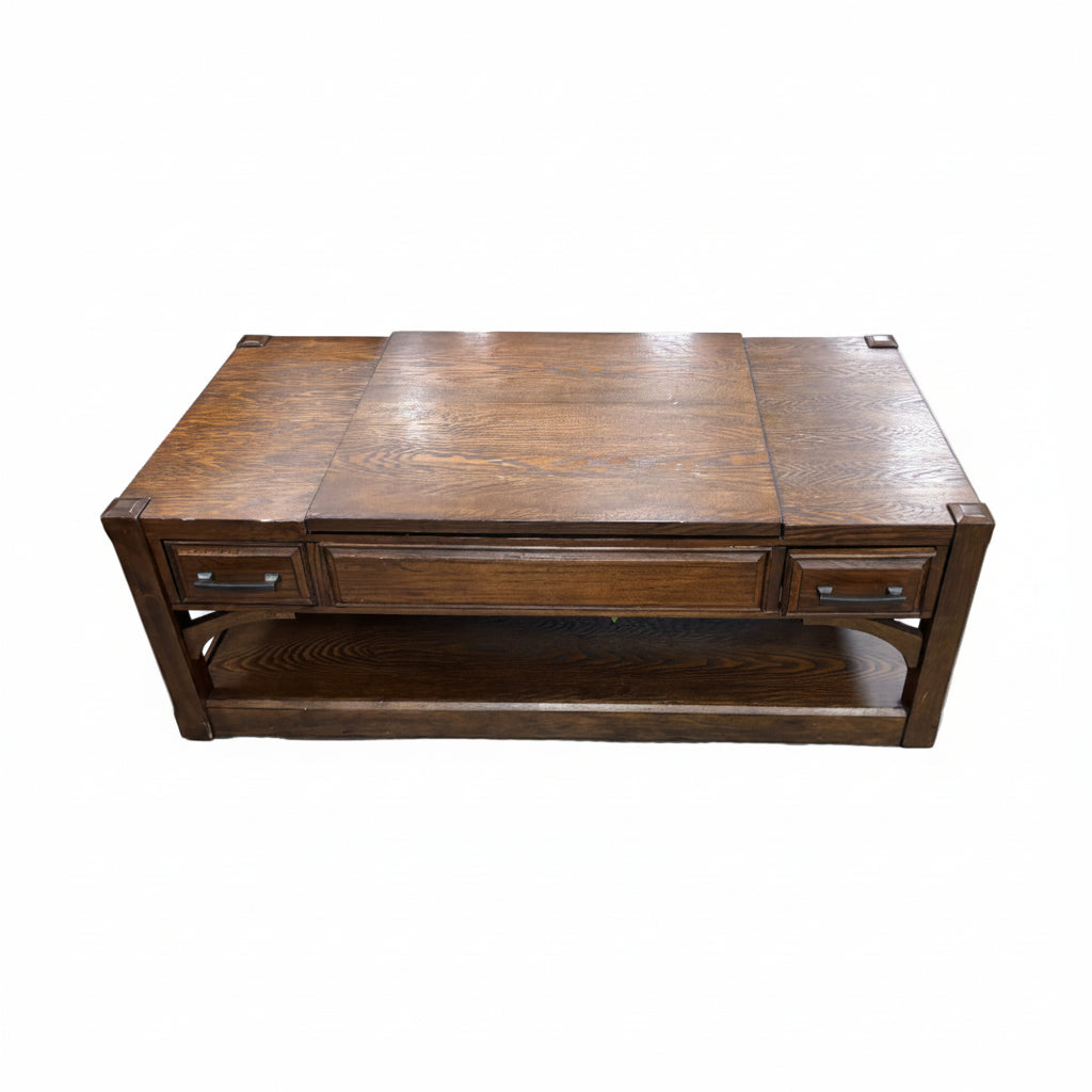 Dark Brown Wooden Coffee Table with Lift-Top