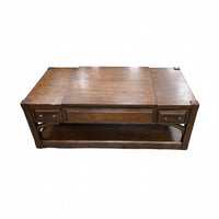 Dark Brown Wooden Coffee Table with Lift-Top