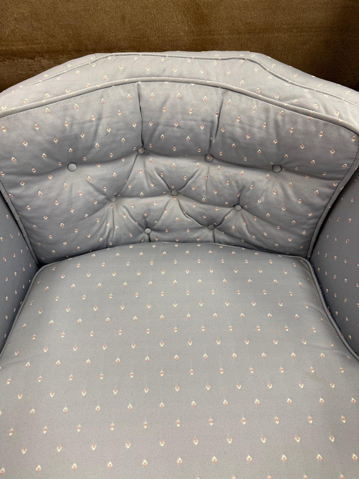 Light Blue Polka Dot Tufted Accent Chair
