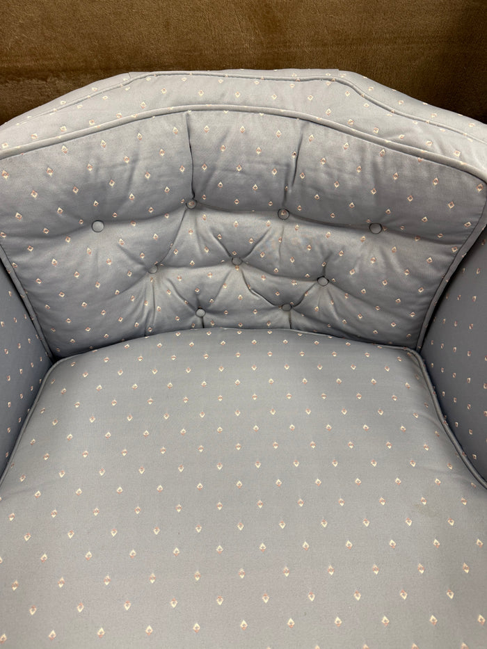 Light Blue Polka Dot Tufted Accent Chair