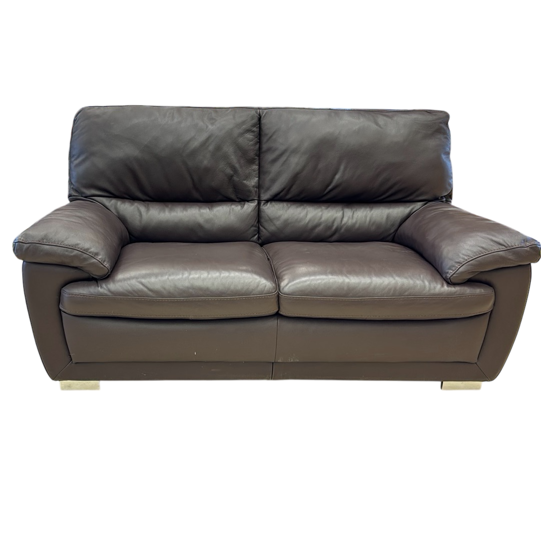 Brown Leather Loveseat