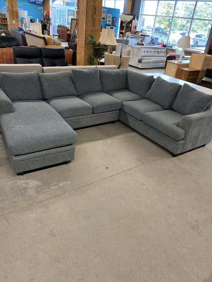 108"W 2-Pc Grey Sectional Sofa