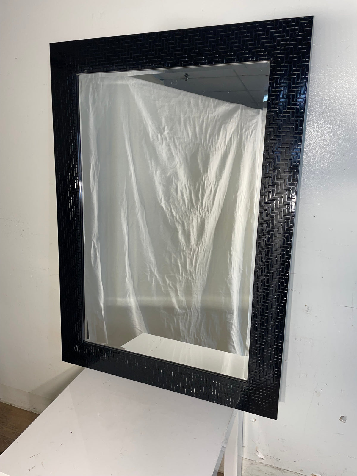 Textured Black Framed Mirror