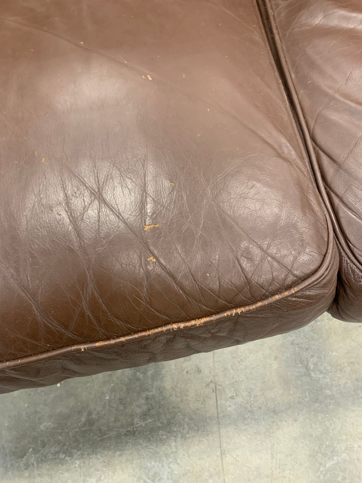 Brown Leather 3-Seater Sofa
