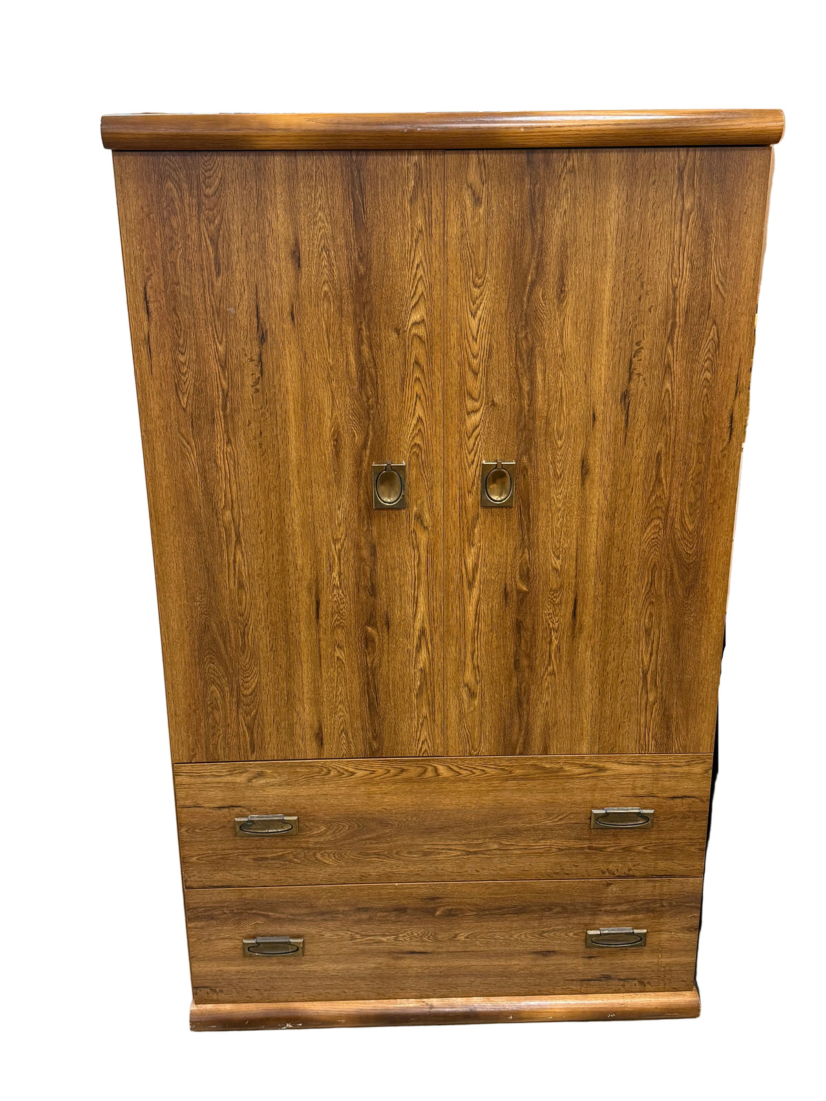 Brown Wood Grain Veneer Armoire