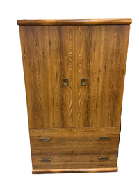 Brown Wood Grain Veneer Armoire