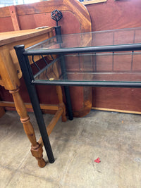 Black Metal Table with Glass Top
