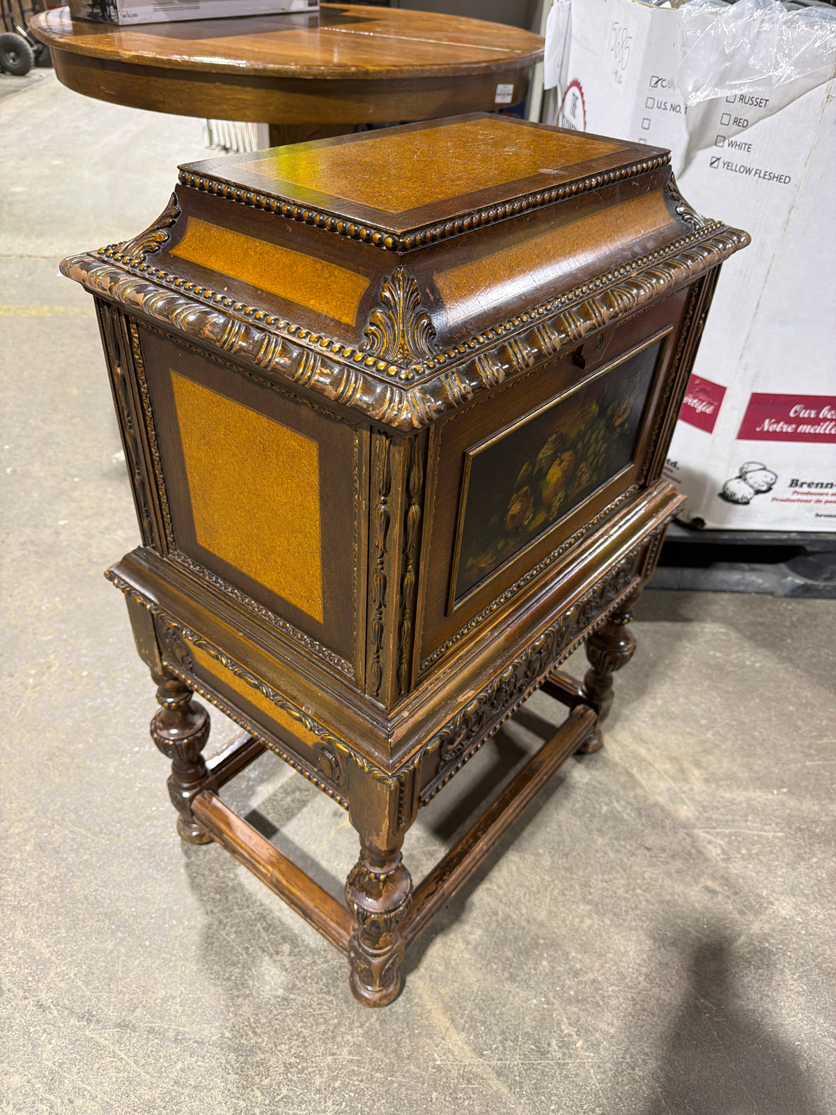 Antique Hand-painted Humidor Cabinet