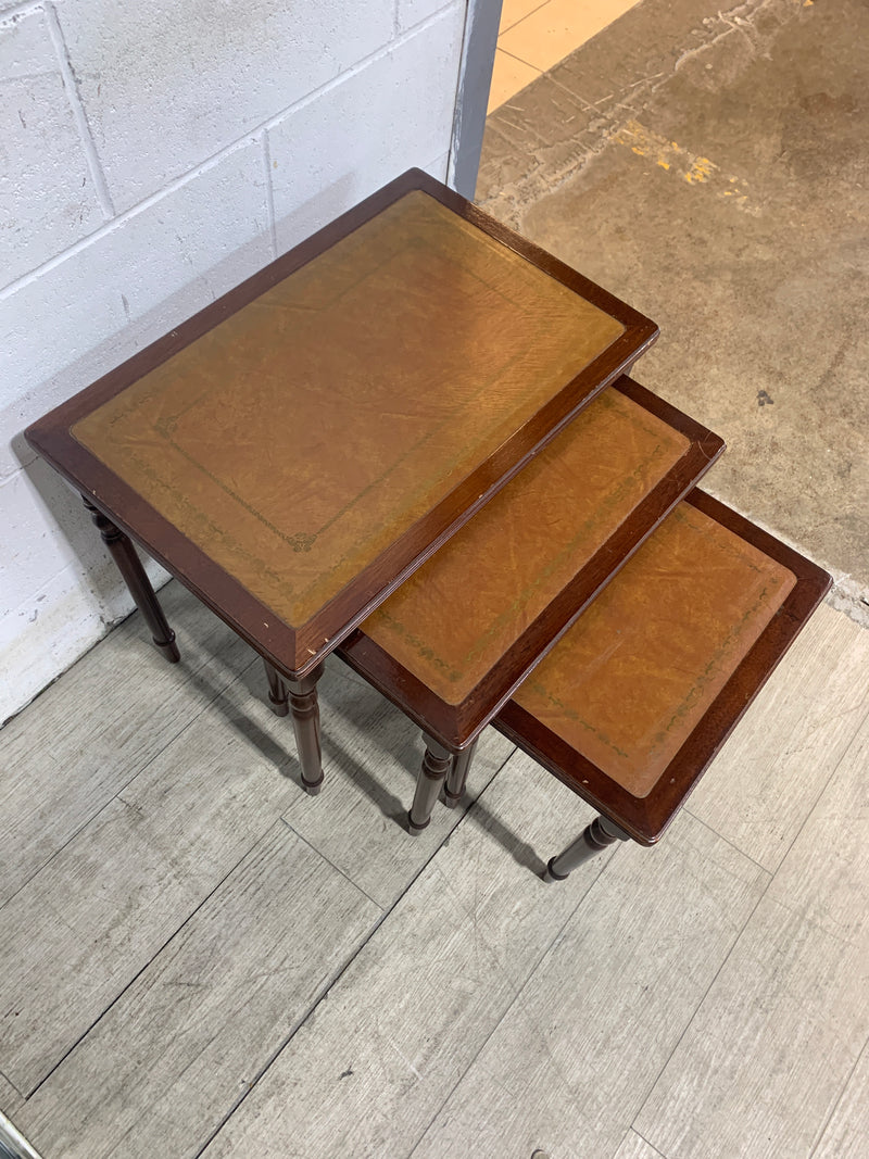 Leather Covered Set Of Nesting Tables