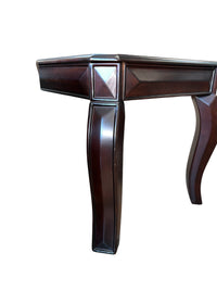 Glass Top Wood Accent Table with Sculpted Legs