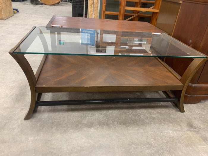 Glass Top Coffee Table With Wood Frame