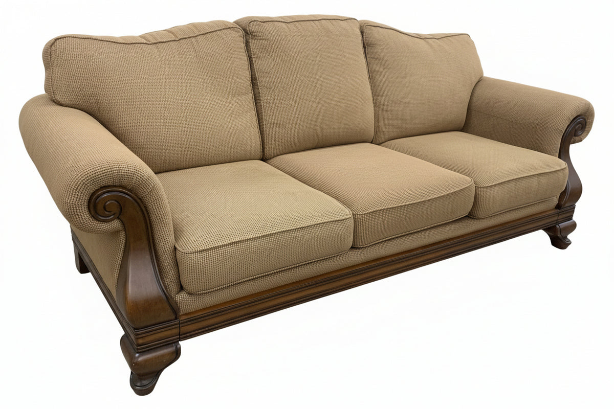 Brown Burlap Pattern Couch With Food Frame