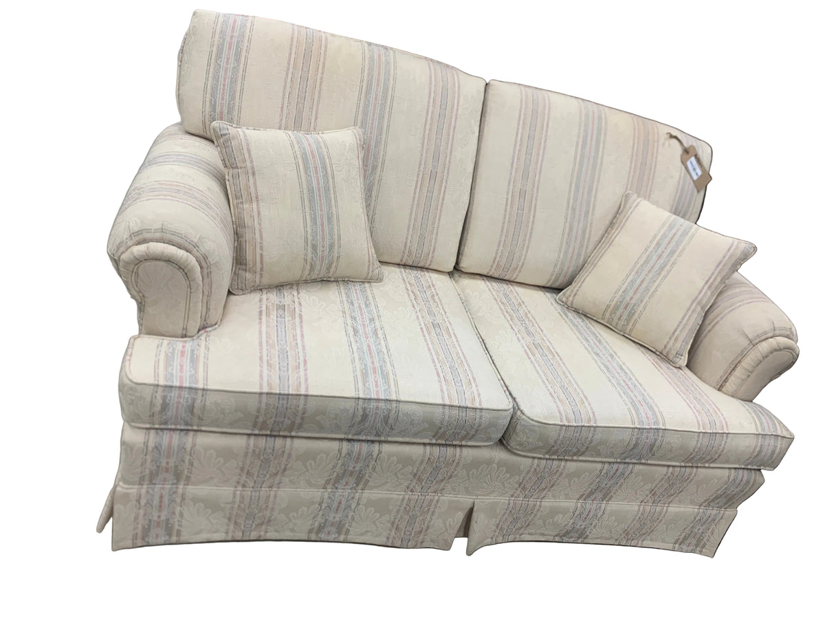 Cream Love Seat With Blue And Pink Accents