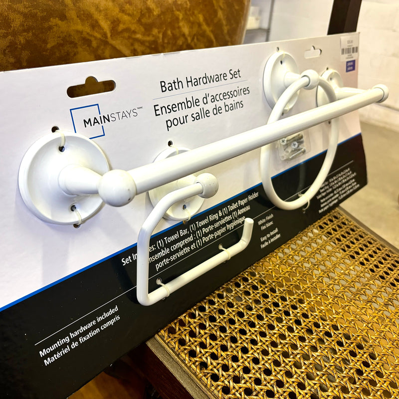 3-Piece Bathroom Hardware Set in White Finish