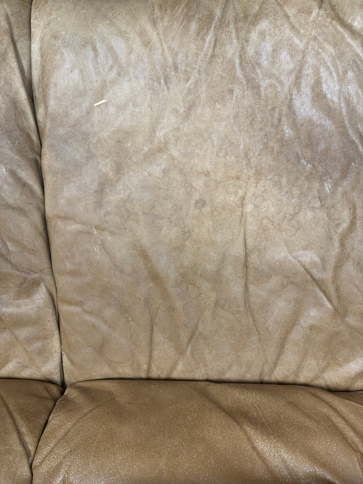 Beige Leather Loveseat