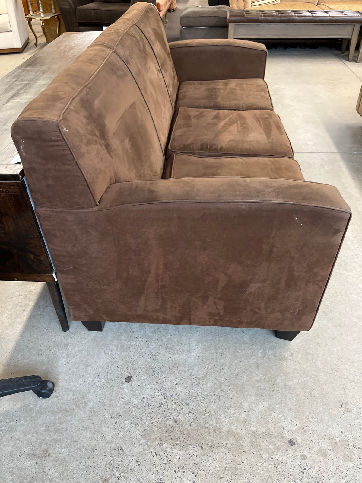 79"W 3-Seat Brown Microfiber Sofa