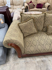 Traditional Dark Tan Floral Sofa