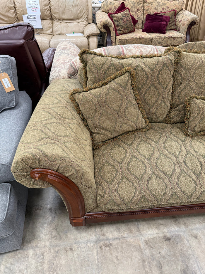 Traditional Dark Tan Floral Sofa