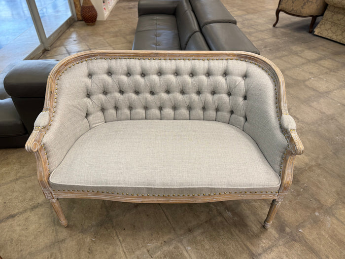 Light Grey Tufted Settee Bench
