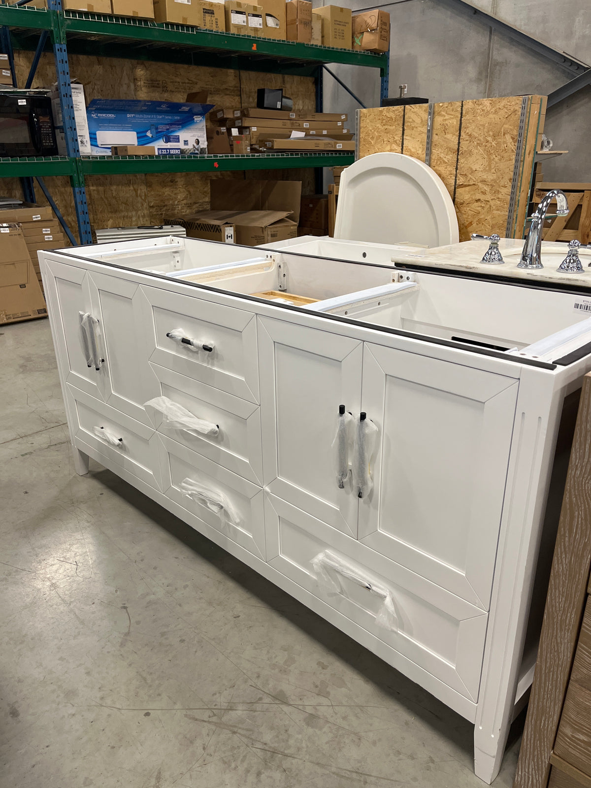 72"W White Ikou Bathroom Vanity Cabinet
