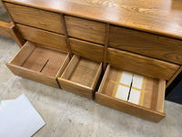 Vintage 9-Drawer Oak Wood Dresser