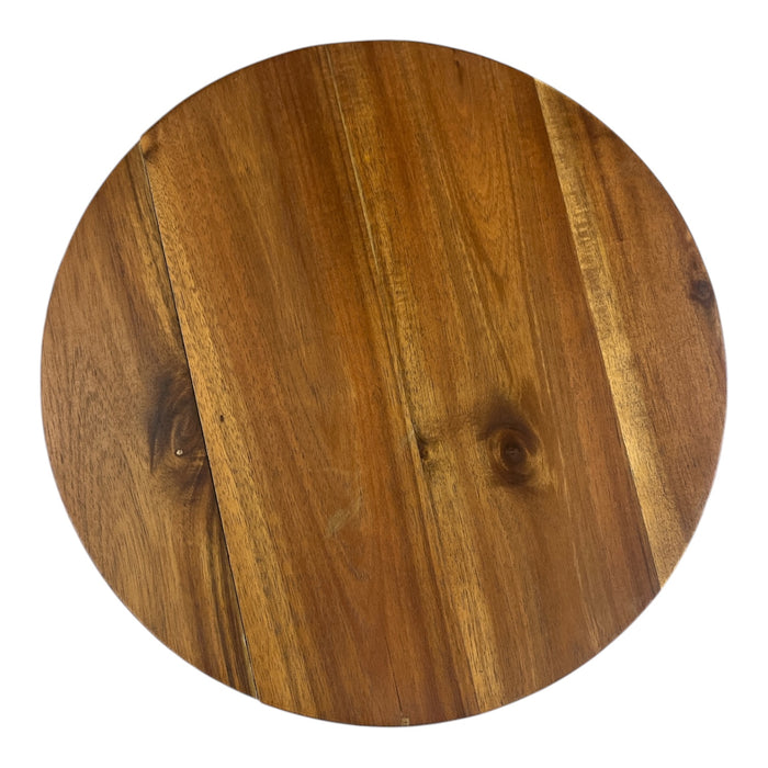 Industrial Round Wood & Metal Accent Table