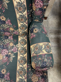 Dark Green Floral Wingback Armchair