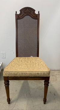 Carved Wooden Dining Chairs with Gold Fabric Seat (set of 5)