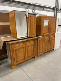 9 Pc Maple Color Kitchen Cabinet Set