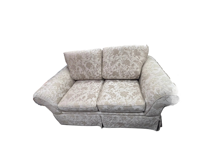 Elegant Skirted Floral Cream Loveseat