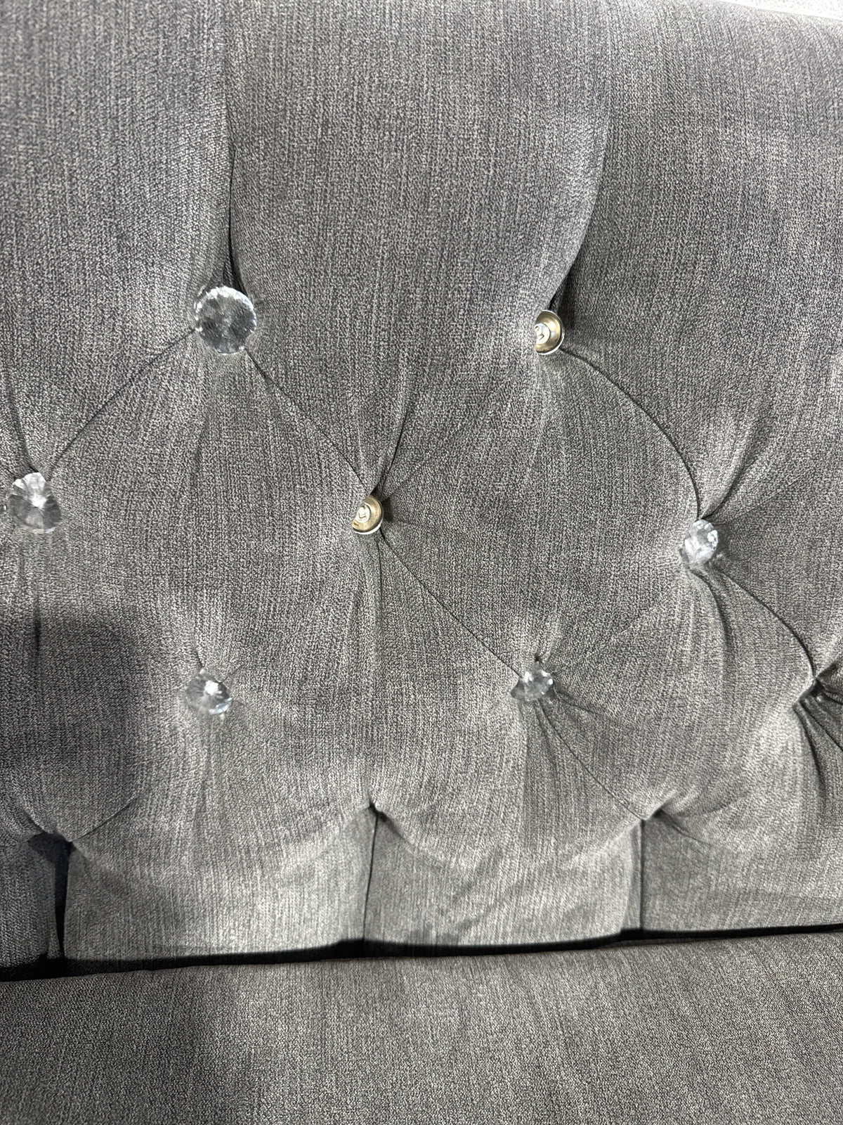 Bejeweled Grey Velvet Chesterfield Sofa