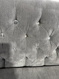 Bejeweled Grey Velvet Chesterfield Sofa