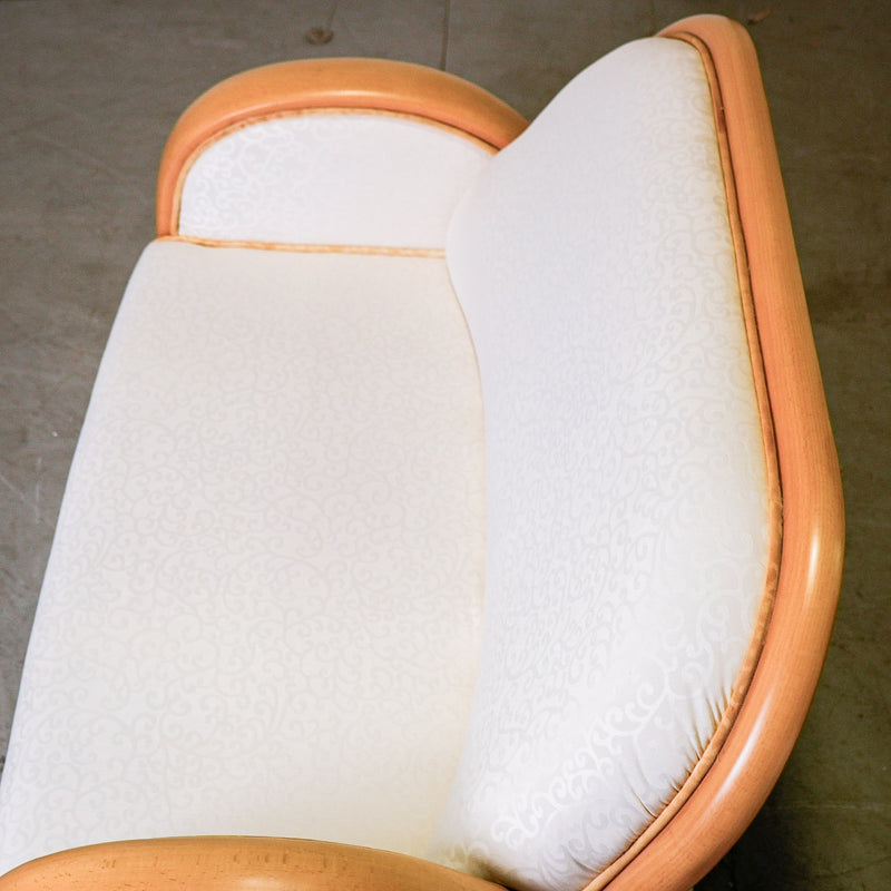 49-Inch W 2-Seater Sofa, White Fabric Upholstery in Wooden Frame
