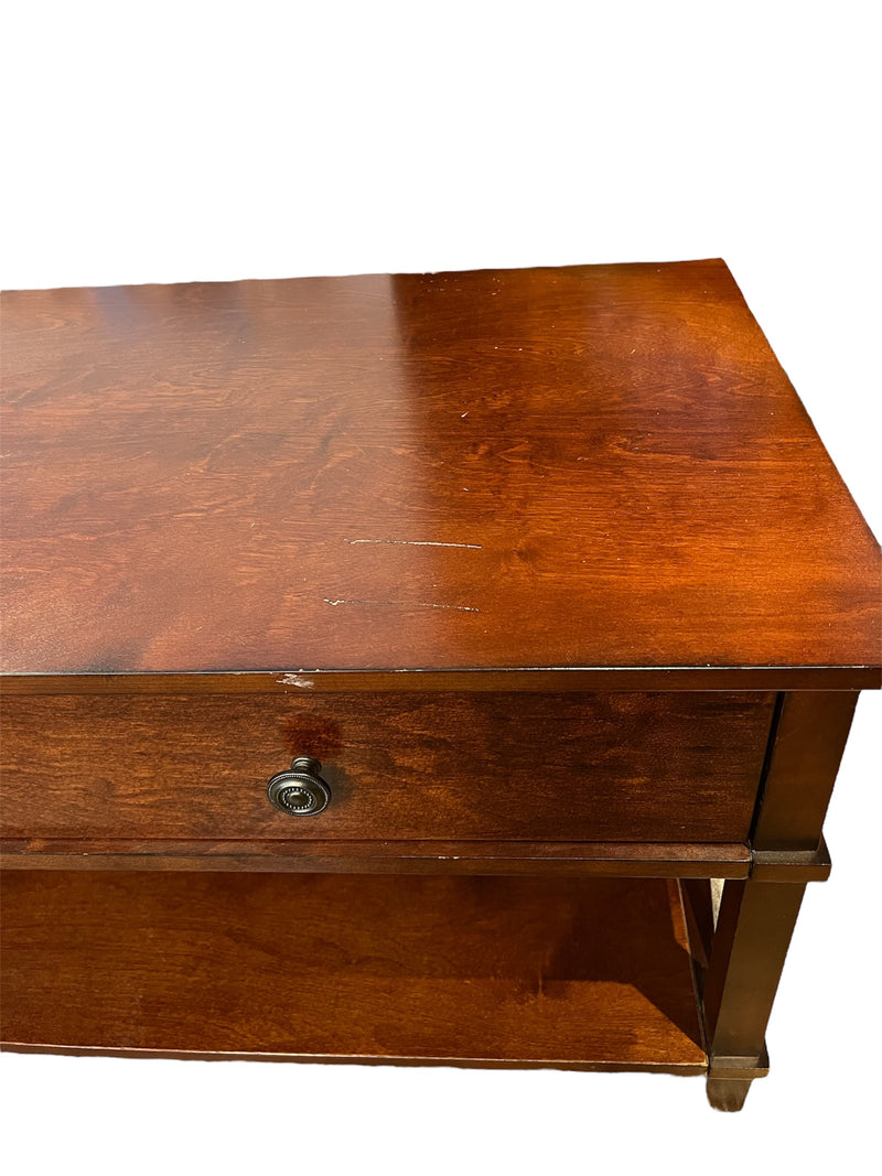 Wooden Coffee Table With Drawer & Lower Shelf