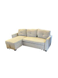 Linen Corner Sectional Sofa with Storage and Pull-out Extension