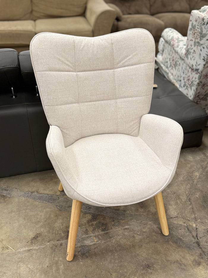 Modern Beige Wingback Accent Chair