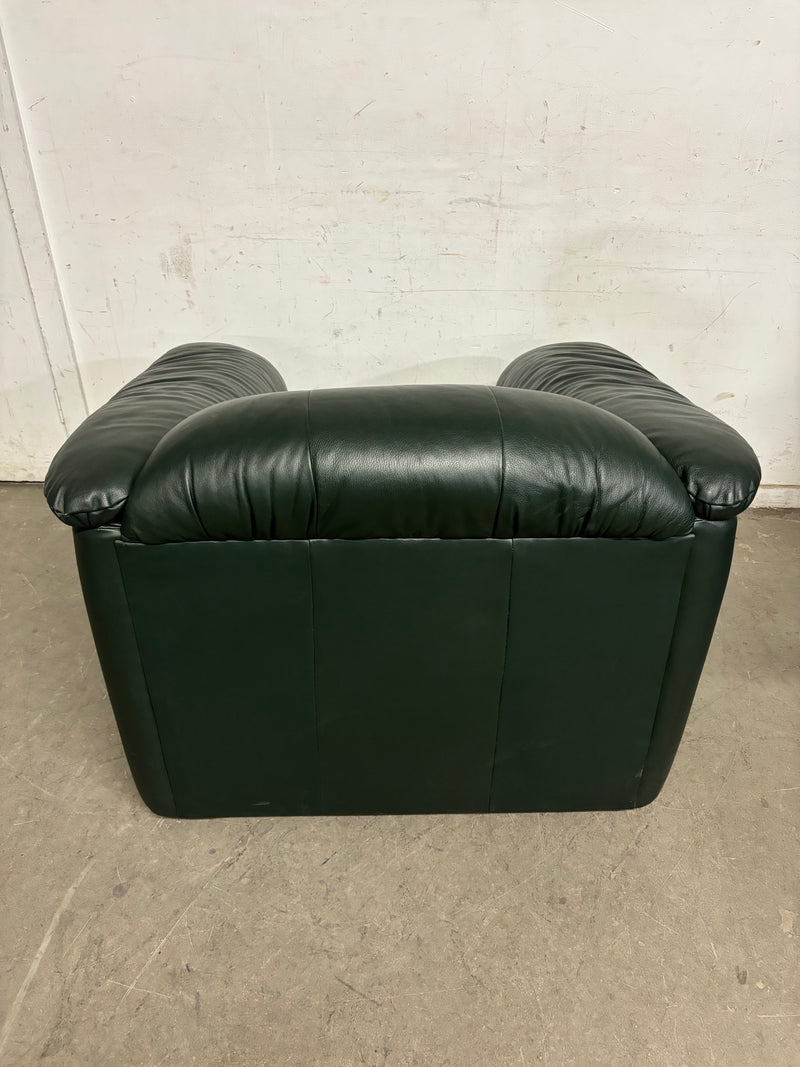 Forest Green Genuine Leather Armchair