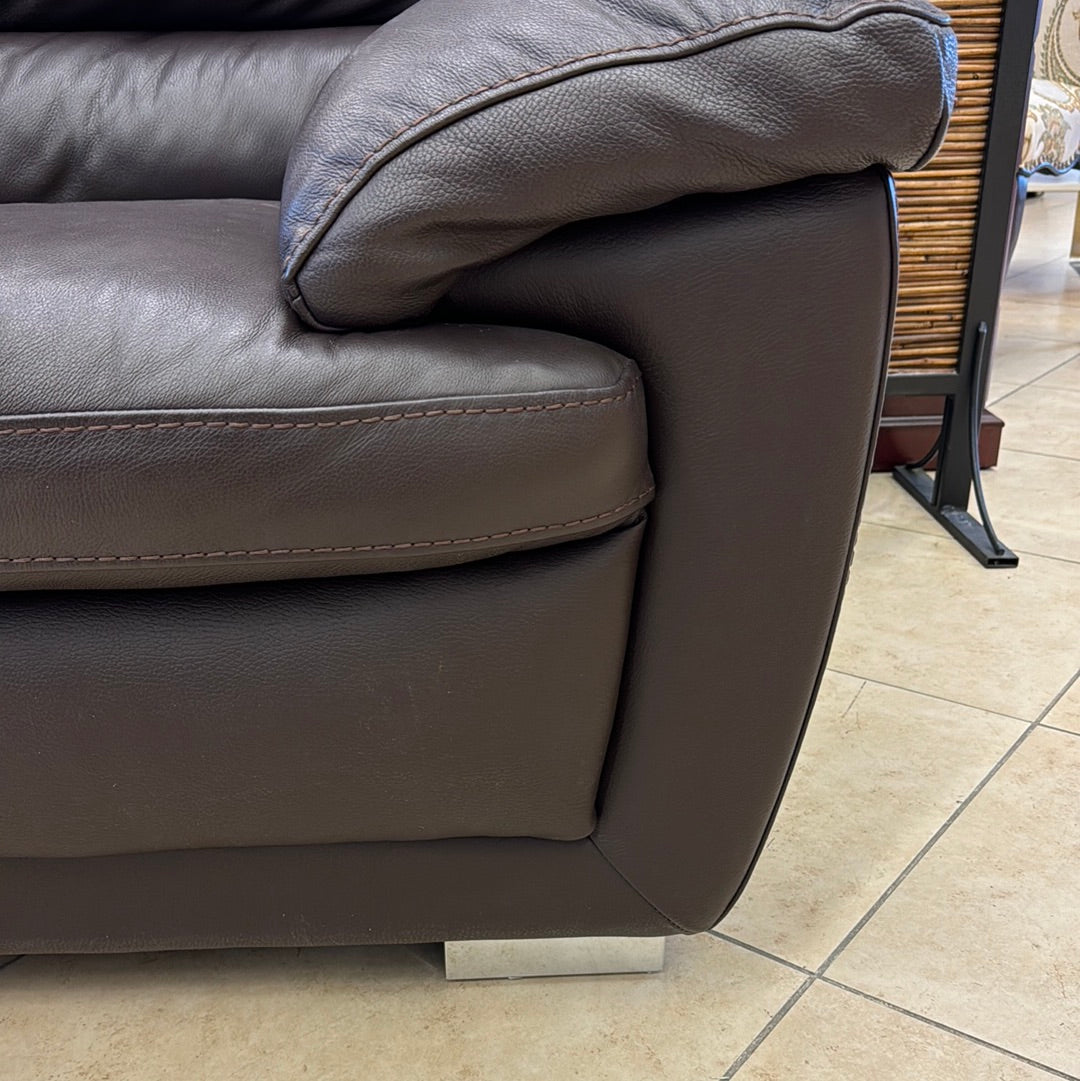 Brown Leather Loveseat