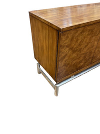 Burl & Walnut Cabinet on Aluminum Tubular Base