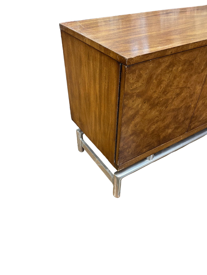 Burl & Walnut Cabinet on Aluminum Tubular Base
